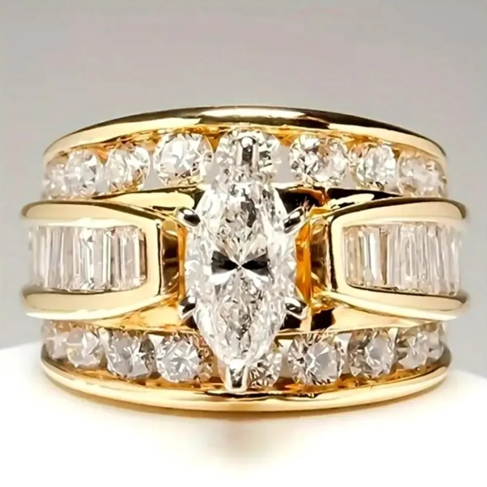 Triple-Row Cubic Zirconia Ring Size 9